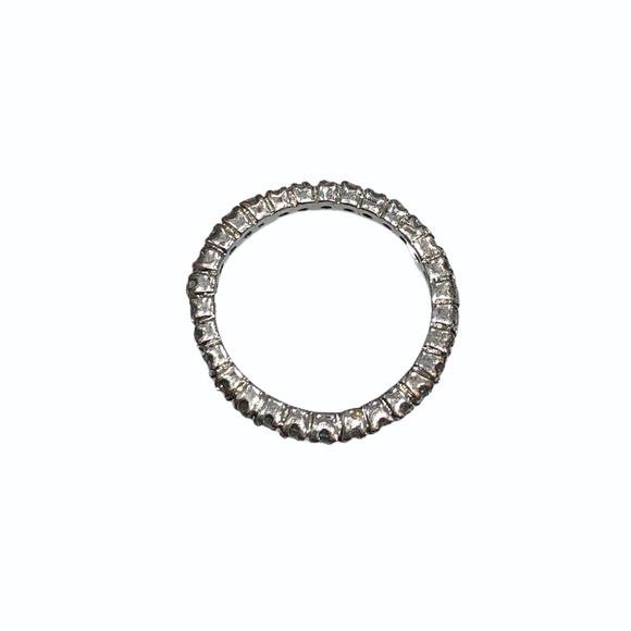 VINTAGE ETERNITY BAND WITH ROUND 2MM CLEAR STONES IN SILVER TONE - Picture 9 of 12